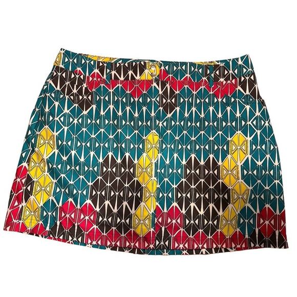 Slaezenger Golf Tennis Skort Geometric Print Size 10 Teal Pink Yellow Activewear - Picture 1 of 10
